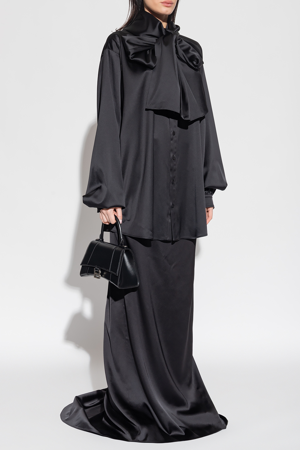 スカート BALENCIAGA BLACK SATIN SKIRT Black Satin skirt with train Balenciaga